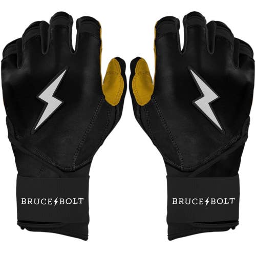 NEW BRUCE BOLT ORIGINAL SERIES BLACK PREMIUM PRO LONG CUFF BATTING GLOVES - SM 11835-S000212662