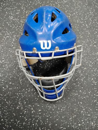 Used Wilson CATCHERS HELMET Batting Helmet w/Mask Royal Blue MD 11849-S000044329