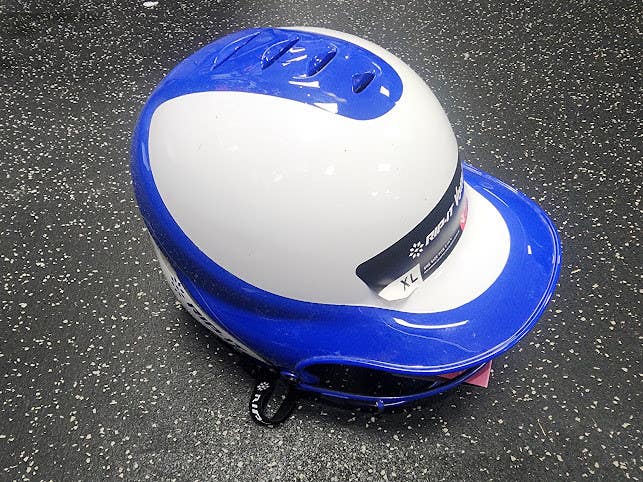 Used RIP-IT VISION PRO Batting Helmet w/Mask Royal Blue And White XL 11849-S000044214