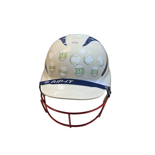 Used RIP-IT BLUE AND WHITE Batting Helmet w/Mask White SM 11706-S000387238
