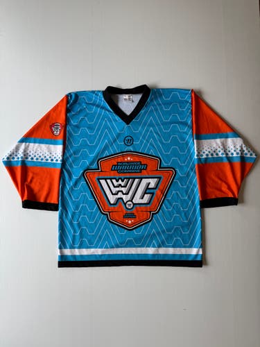 Used Adult L Warrior Combine Hockey Jersey - Orange/Blue/White