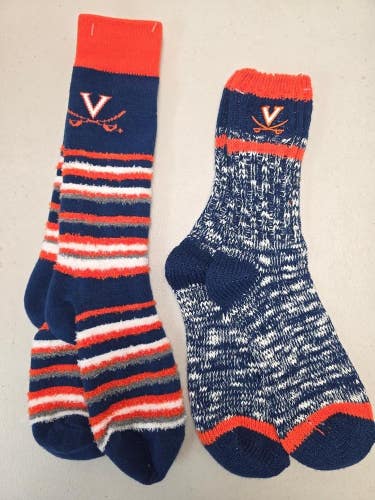 ST1 Mens NCAA VIRGINIA CAVALIERS Crew Socks Lot of 2 Pair MEDIUM New