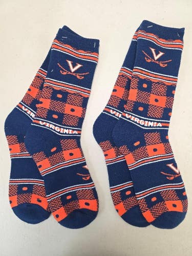 ST3 Mens NCAA VIRGINIA CAVALIERS Crew Socks Lot of 2 Pair LARGE New