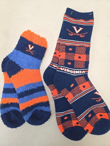 ST4 Mens NCAA VIRGINIA CAVALIERS Crew Socks Lot of 2 Pair LARGE New