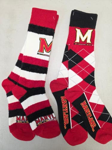ST1 Mens NCAA MARYLAND TERRAPINS TERPS Crew Socks Lot of 2 Pair MEDIUM New