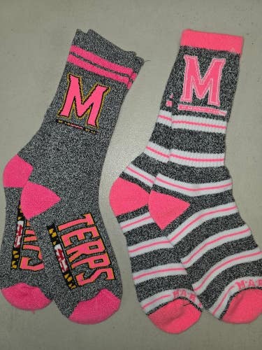 ST4 Mens NCAA MARYLAND TERRAPINS TERPS Crew Socks Lot of 2 Pair MEDIUM New