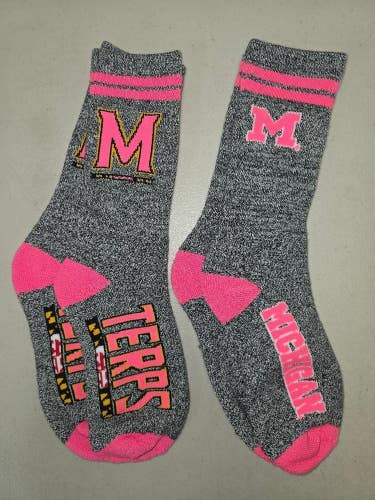 ST5 Mens NCAA MARYLAND TERRAPINS TERPS Crew Socks Lot of 2 Pair MEDIUM New