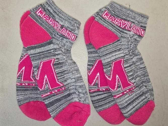ST10 WOMENS NCAA MARYLAND TERRAPINS TERPS Crew Socks Lot of 2 Pair New