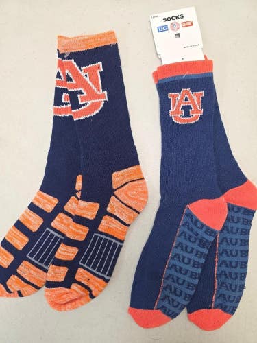 ST7 Mens NCAA AUBURN TIGERS Crew Socks Lot of 2 Pair LARGE New