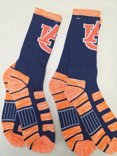 ST9 Mens NCAA AUBURN TIGERS Crew Socks Lot of 2 Pair LARGE New