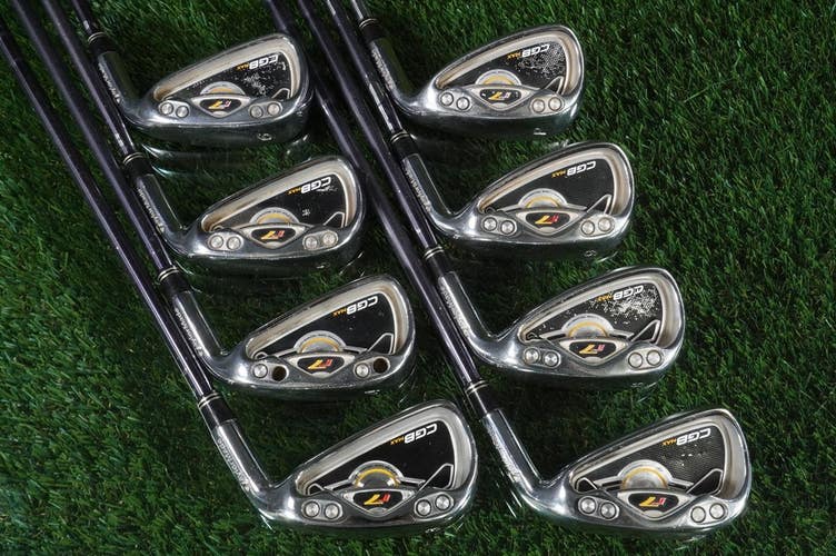 TaylorMade r7 CGB Max Irons Set 3-PW REAX 90 Stiff Flex Black Steel Right RH