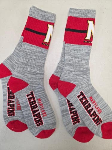 ST7 Mens NCAA MARYLAND TERRAPINS TERPS Crew Socks Lot of 2 Pair LARGE New