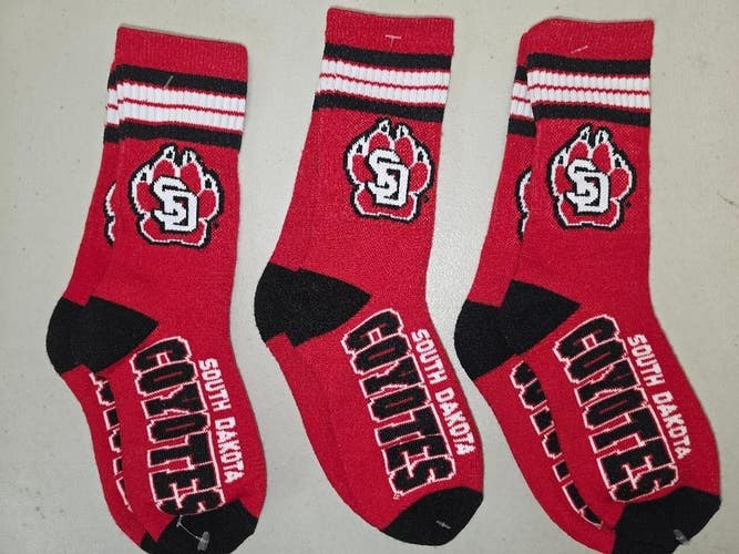 ST4 YOUTH 1-5 NCAA SOUTH DAKOTA STATE COYOTES Crew Socks Lot of 3 Pair New