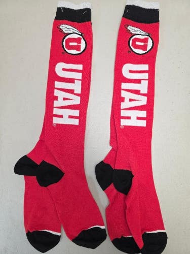 ST5 Mens NCAA UTAH UTES Crew Socks Lot of 2 Pair LARGE New