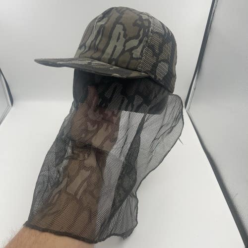 Vintage Trebark Camo Hunting Hat Facemask Net Snapback Mesh USA Made Cap Rare