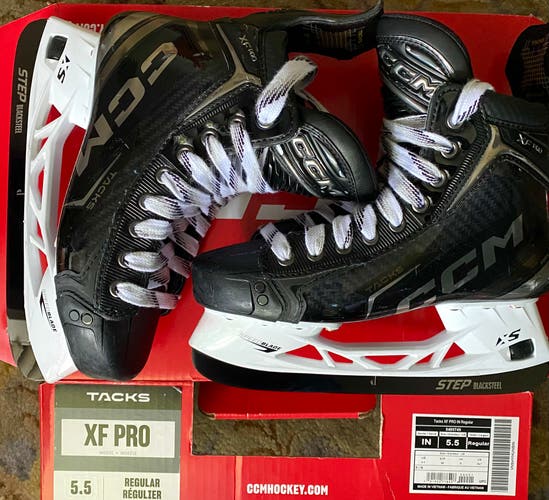 Black 2024 CCM Tacks XF Pro Hockey Skates Regular Width Size 5.5 (Used)