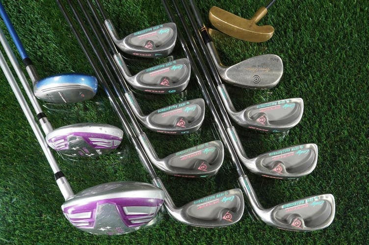 Women's 13pc. Hybrid Golf Set Tour Edge Woods, Dunlop Cleveland + Putter RH