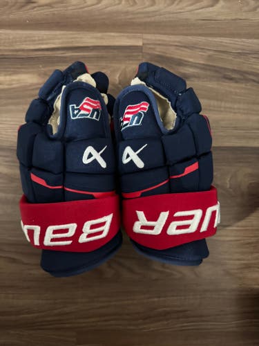 Team USA Bauer Supreme Mach Gloves 14" Pro Stock