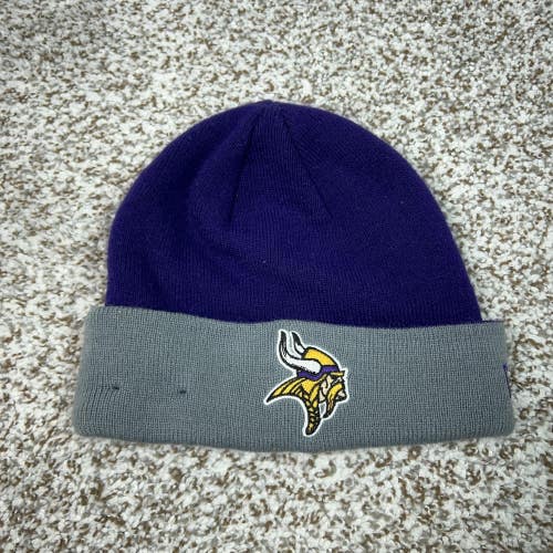 Minnesota Vikings Hat Beanie Mens Purple Gray NFL Football Cuff Knit New Era