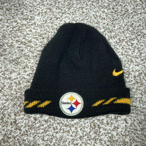Vintage Pittsburgh Steelers Hat Beanie Mens One Size Black NFL Football Nike 90s