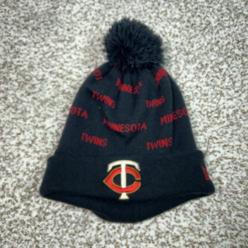 Minnesota Twins Hat Beanie Knit Cuffed Mens MLB Baseball New Era Black Red Pom