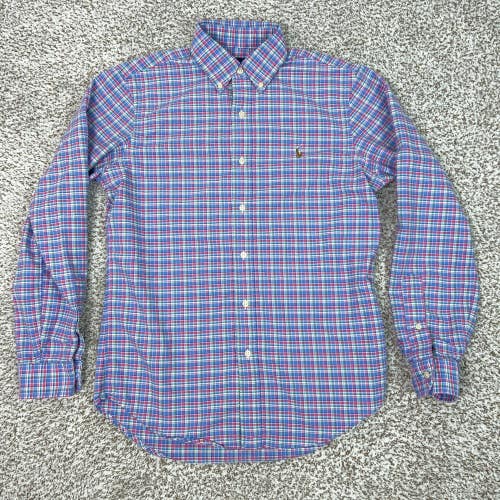 Ralph Lauren Shirt Mens Small Blue Pink Plaid Button Cotton Long Sleeve Preppy