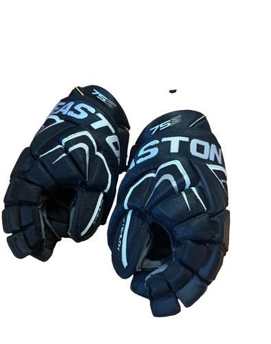 Easton Stealth 75S Junior Hockey Gloves 12" 30cm Black White Yellow Used JR Pair (Used)