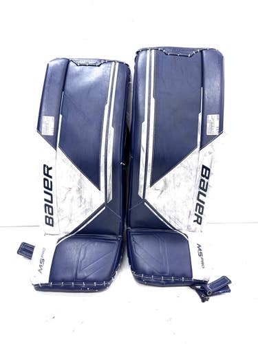 Used Bauer M5 PRO 30IN SMALL Goalie Leg Pads Inter Navy Blue 30" 11860-S000315742