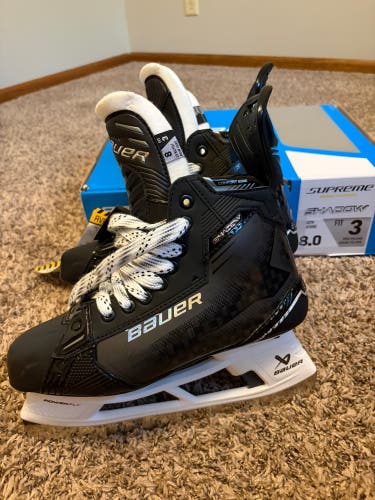 Bauer Supreme Shadow SR Hockey Skates 8.0 Fit 3 (New with Flaws) Black