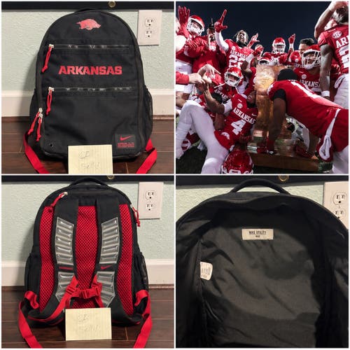 RARE Arkansas Razorbacks Football Team Issued Nike Utility Heat Backpack