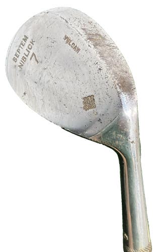 Vulcan Golf Septem Niblick 7 Iron Hickory Shaft RH 36" Vintage Leather Wrap Grip