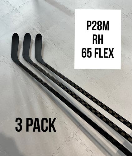 Senior(3x)Right P28M 65 Flex 63” ProBlackStock™ Unbranded Blackouts Pro Stock Nexus Hockey Sticks