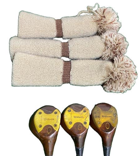 Wilson C1275 Persimmon Wood Set RH 1w,2w,3w RH Steel Vintage Cord Grips HC's