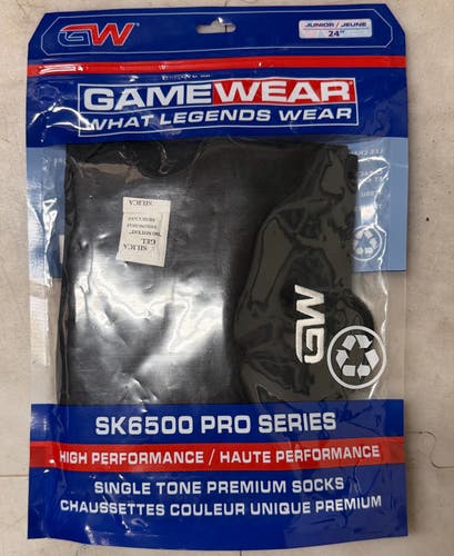 24" Gamewear SK6500 Pro Mesh Ice Hockey Black Socks (New)