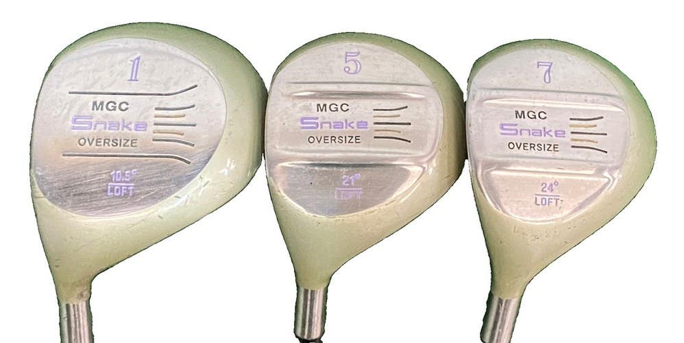 Snake MGC Wood Set 10.5* Driver,5w,7w LH Ladies Graphite 1w 43" New Grips Lefty