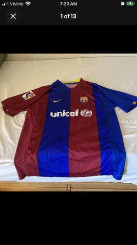 VTG Nike FC Barcelona Home Jersey Mens M  UNICEF LFP Patch Soccer Shirt Portugal