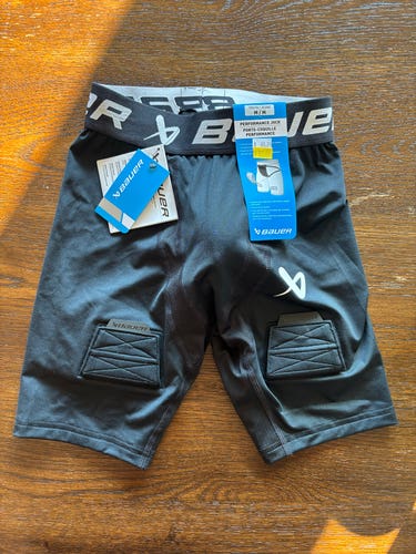 Youth Medium Bauer (New) Velcro Shorts Protective Jock
