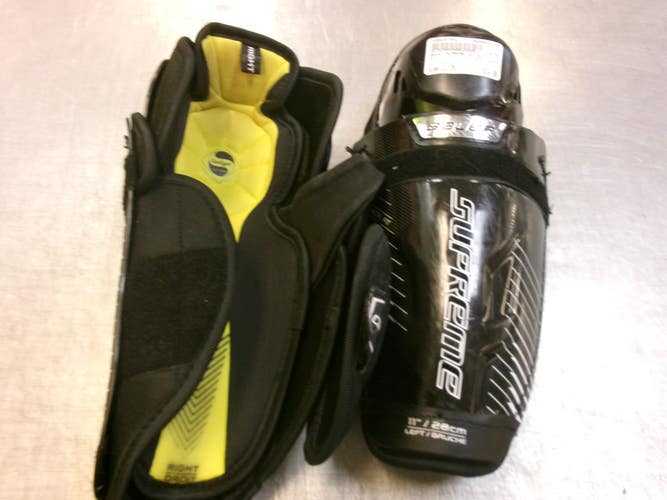Used Bauer SUPREME Junior Shin Guards Black 11" 11339-S000207003