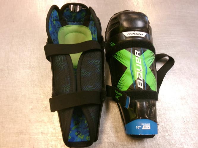 Used Bauer X SHIN GUARDS Youth Shin Guards Black 10" 11339-S000206999