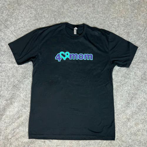 4 Mom Mens Shirt Large Black Blue Short Sleeve Tee Solid Plain Cotton Crew Neck