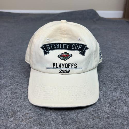 Minnesota Wild Mens Hat Strap Back Beige Playoffs 2008 Cap Hockey NHL Sports ^