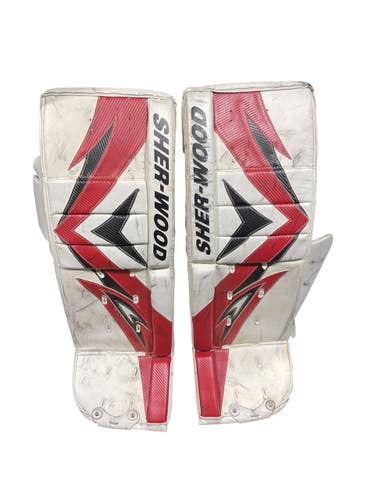 Used Sher-wood Goalie Leg Pads Inter White 35" 11847-S000038982