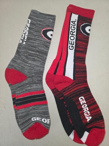 ST2 Mens NCAA GEORGIA BULLDOGS Crew Socks Lot of 2 Pair LARGE New