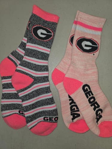 ST10 Mens NCAA GEORGIA BULLDOGS Crew Socks Lot of 2 Pair MEDIUM New