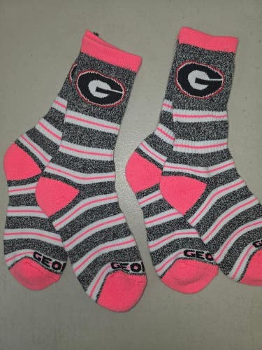 ST11 Mens NCAA GEORGIA BULLDOGS Crew Socks Lot of 2 Pair MEDIUM New