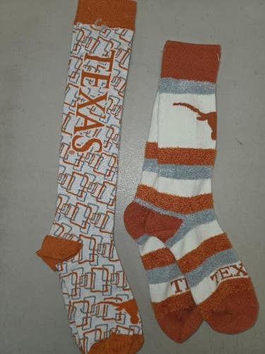 ST5 Mens NCAA TEXAS LONGHORNS Crew Socks Lot of 2 Pair MEDIUM New