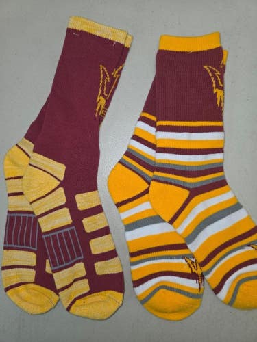 ST1 Mens NCAA ARIZONA STATE SUN DEVILS Crew Socks Lot of 2 Pair LARGE New