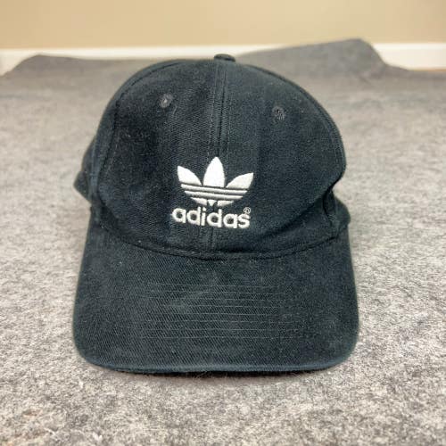 Adidas Mens Hat 7 3/8 Fitted Black White Trefoil Embroidered Cap Logo Sports