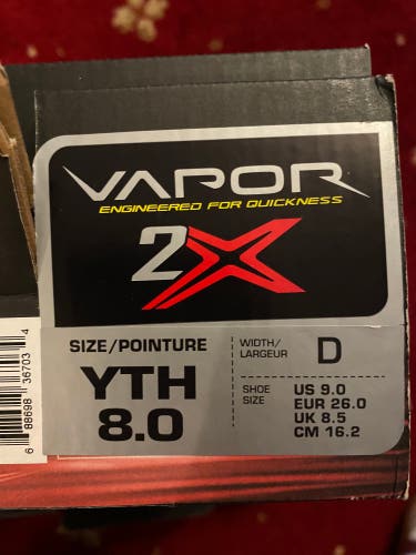 Bauer Size 8 Youth Vapor 2X Hockey Skates Regular Width (New)