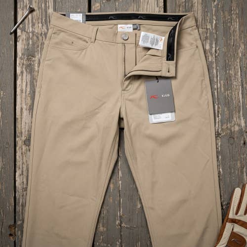 KJUS Men's 38x32 Ike Golf Pants Khaki NWT Quiet Luxury Old Money Techwear